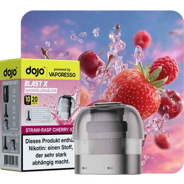 Vaporesso Dojo Blast X Nachfüllbehälter Straw Rasp Cherry Ice 10ml 20mg